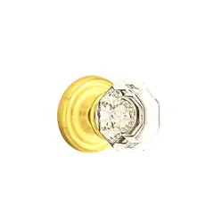 Emtek 8050OTUS3 Old Town Glass Knob Dummy Pair with Regular Rose for 1-1/4" to 2" Door Polished Brass Lifetime Finish