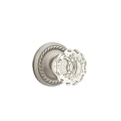 Emtek 8051ASUS15A Astoria Glass Knob Dummy Pair with Rope Rose for 1-1/4" to 2" Door Pewter Finish