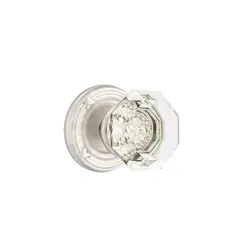 Emtek 8107OTUS15 Old Town Glass Knob 2-3/8" Backset Passage with Ribbon And Reed Rose for 1-1/4" to 2" Door Satin Nickel Finish