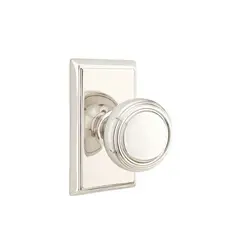 Emtek 8121NWUS14 Norwich Knob 2-3/8" Backset Passage with Rectangular Rose for 1-1/4" to 2" Door Polished Nickel Lifetime Finish