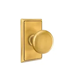 Emtek 8121PUS7 Providence Knob 2-3/8" Backset Passage with Rectangular Rose for 1-1/4" to 2" Door French Antique Brass Finish