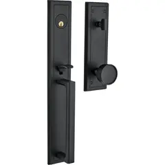 Baldwin 85311190ENTR Hollywood Hills Full Escutcheon Tubular Single Cylinder Handleset Satin Black Finish