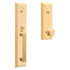 Baldwin 85342044ENTR Tremont Full Escutcheon Emergency Egress Single Cylinder Tubular Handleset with 5069 Knob Lifetime Satin Brass Finish