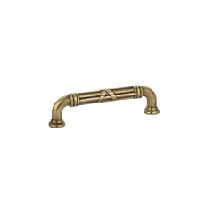 Emtek 86285US7 Ribbon and Reed Fixed Cabinet Pull with 4" Center To Center French Antique Brass Finish