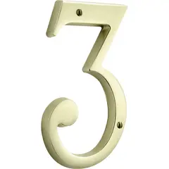 Baldwin 90673044 4-3/4" Carded House Number # 3 Lifetime Satin Brass Finish