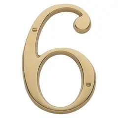 Baldwin 90676003 4-3/4" Carded House Number # 6 Lifetime Brass Finish