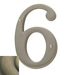 Baldwin 90676050 4-3/4" Carded House Number # 6 Antique Brass Finish