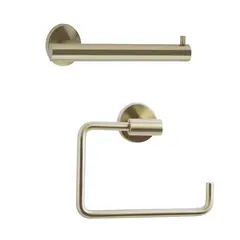 Amerock ARRONDIBBZ14 Bathroom Kit with BH26540BBZ Tissue Roll Holder BH26541BBZ Towel  Golden Champagne Finish