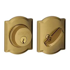 Schlage Residential B60CAM609 Camelot Single Cylinder Deadbolt C Keyway with 12287 Latch and 10116 Strike Antique Brass Finish