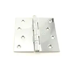 Hager BB1741426EA 4" x 4" Square Corner Ball Bearing Full Mortise Residential Weight Hinge Bright Chrome Finish