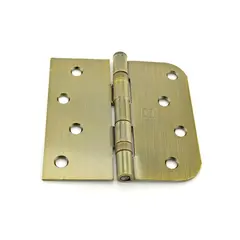 Hager BB181645 4" x 4" Right Hand Square by 5/8” Radius Full Mortise Residential Weight Ball Bearing Hinge Antique Brass Finish