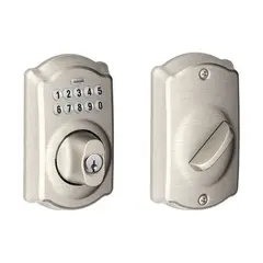 Schlage Residential BE365CAM619 Camelot Electronic Keypad Deadbolt C Keyway with 12287 Latch and 10116 Strike Satin Nickel Finish