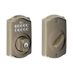 Schlage Residential BE365CAM620 Camelot Electronic Keypad Deadbolt C Keyway with 12287 Latch and 10116 Strike Antique Nickel Finish