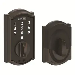 Schlage Residential BE375CAM716 Camelot Keyless Touch Deadbolt with 12287 Latch and 10116 Strike Aged Bronze Finish