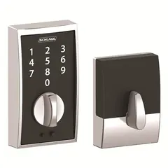 Schlage Residential BE375CEN625 Century Keyless Touch Deadbolt with 12287 Latch and 10116 Strike Bright Chrome Finish