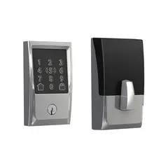 Schlage Residential BE499WBCEN625 Century Encode Plus Smart Wifi Deadbolt with 12351 Latch and 10116 Strike Bright Chrome Finish