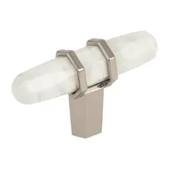 Amerock BP36647MWPN Carrione 2-1/2" Length Cabinet Knob Marble White and Polished Nickel