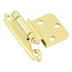 Amerock BPR34283 3/8" (10 mm) Inset Self Closing Face Mount Cabinet Hinge 2 Pack Bright Brass Finish