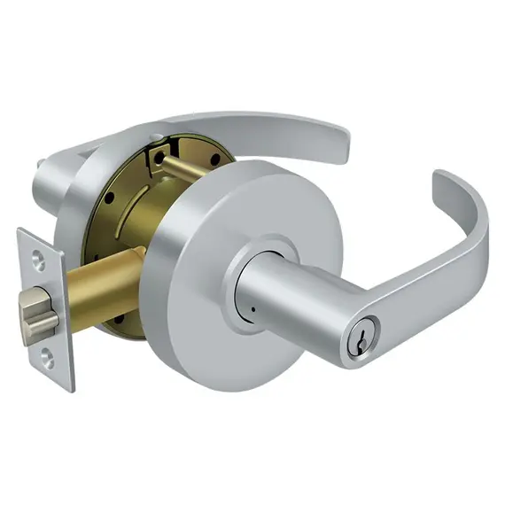 Deltana CL604EVC-26D Commercial Store Room Standard Grade 2 Curved Lever with Cylinder Lockset Satin Chrome Finish