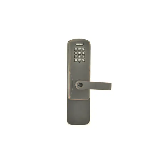 Schlage Electronics CO100993R70KPRHO643E Standalone Keypad Programmable Electronic Lock Rim Exit Trim Classroom / Storeroom Keypad Rhodes Lever with C Keyway Aged Bronze Finish