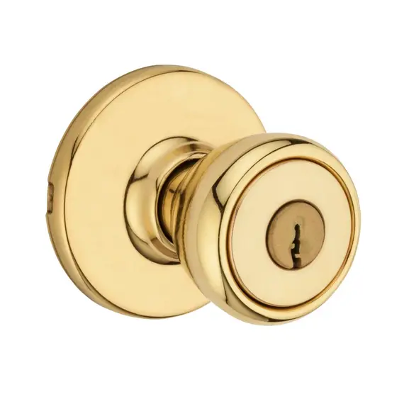 Kwikset CP400T-3 Clear Pack Tylo Knob Entry Door Lock with 6AL Latch and RCS Strike K6 Bright Brass Finish