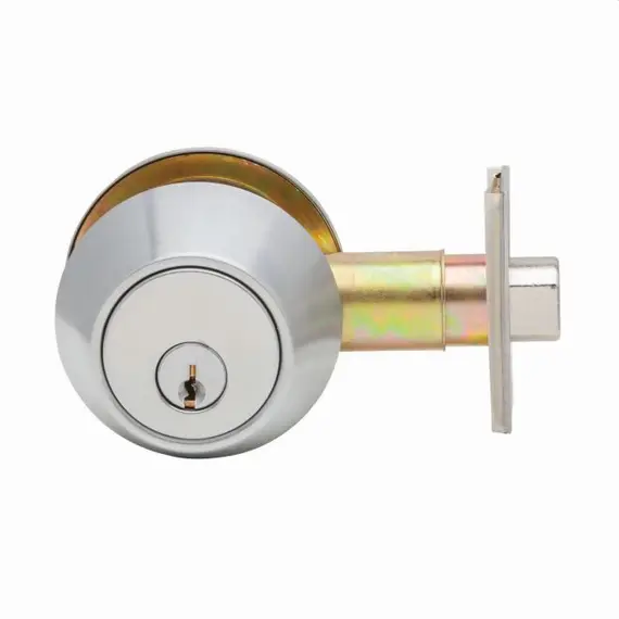 Dexter Commercial DB2000SCT626KDC Single Cylinder Grade 2 Deadbolt with C Keyway; Adjustable Backset; and 2-3/4" Square Strike Satin Chrome Finish