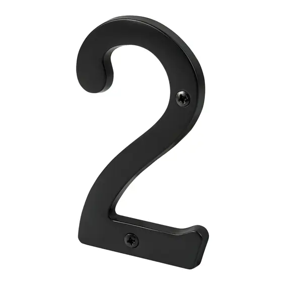 PAMEX DD074S2BL Pamex  4" Heavy Duty House Number # 2 Matte Black Finish