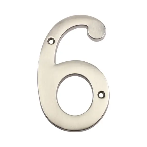 PAMEX DD074S6SN Pamex  4" Heavy Duty House Number # 6 Satin Nickel Finish