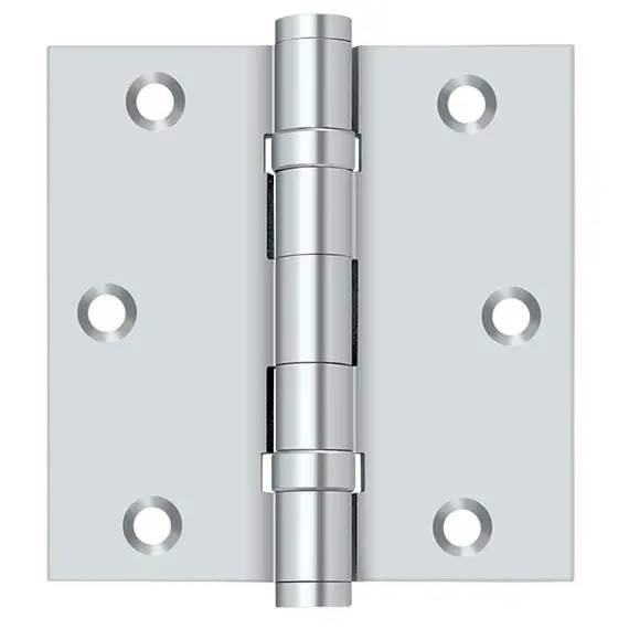 Deltana DSB35B26 3-1/2" x 3-1/2" Square Hinge; Ball Bearings; Bright Chrome Finish