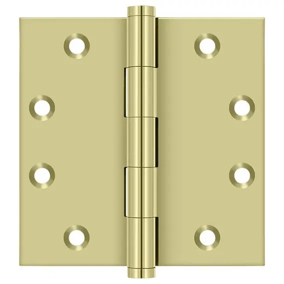 Deltana DSB453-UNL 4-1/2" x 4-1/2" Square Hinge; Unlacquered Bright Brass Finish