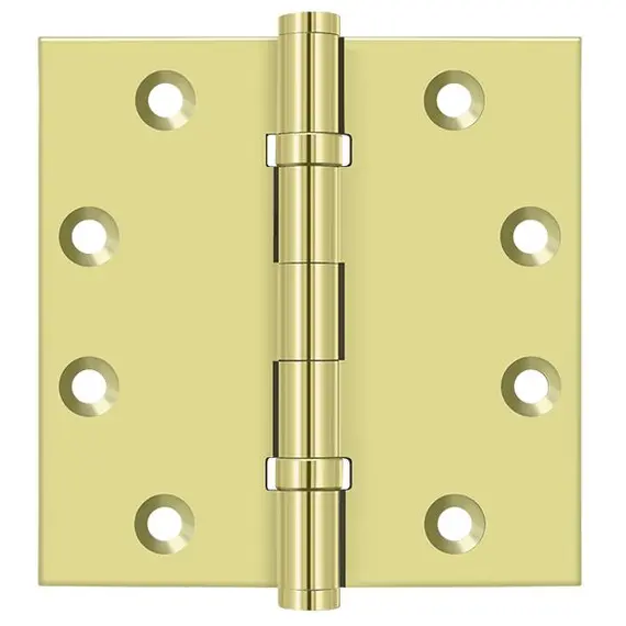 Deltana DSB45B3 4-1/2" x 4-1/2" Square Hinge; Ball Bearings; Bright Brass Finish