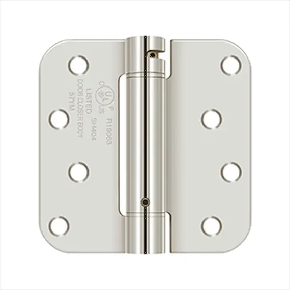 Deltana DSH4R514 4" x 4" 5/8" Radius Spring Hinge Bright Nickel Finish