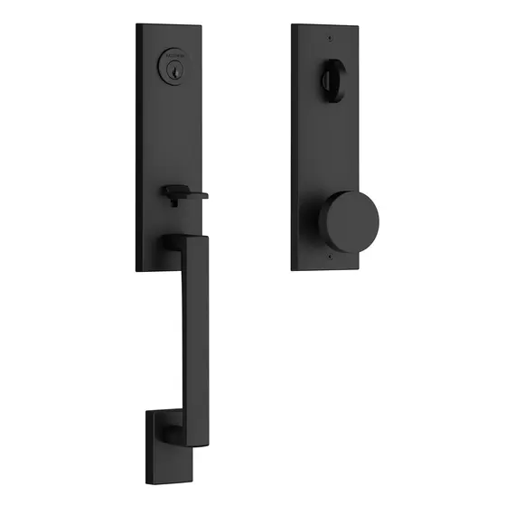 Baldwin EESEAXCONCQE190 Emergency Egress Seattle Handleset with Contemporary Knob and Contemporary Square Escutcheon with 6AL Latch and Dual Strike Satin Black Finish