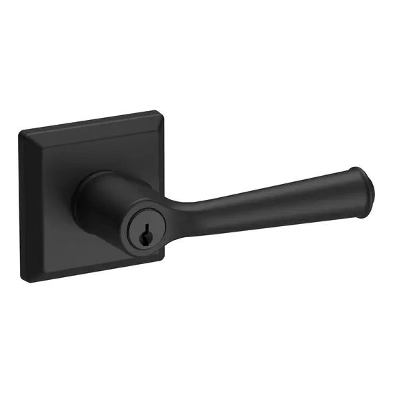 Baldwin ENFEDTSR190 Entry Federal Lever and Traditional Square Rose with 6AL Latch and Dual Strike Satin Black Finish