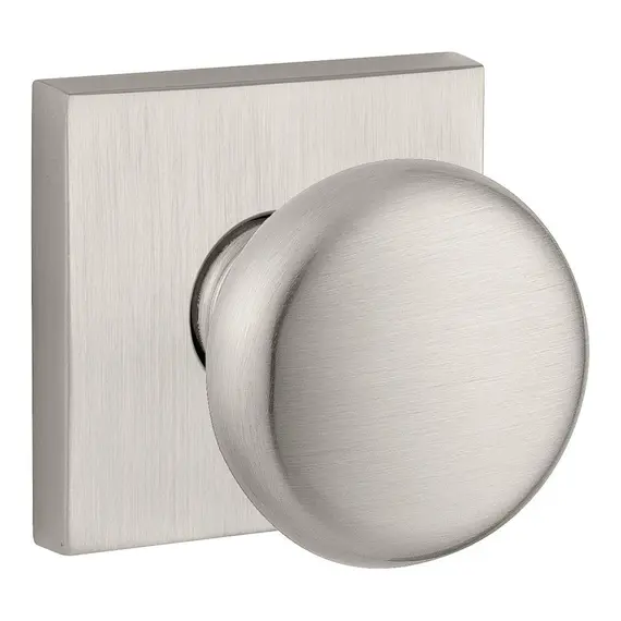 Baldwin ENROUCSR150 Entry Round Knob and Contemporary Square Rose with 6AL Latch and Dual Strike Satin Nickel Finish