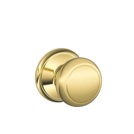 Schlage Residential F10AND505 Andover Knob Passage Lock with 16080 Latch and 10027 Strike Lifetime Brass Finish