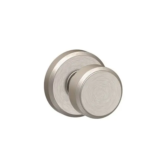 Schlage Residential F10BWE619GSN Bowery Knob with Greyson Rose Passage Lock with 16080 Latch and 10027 Strike Satin Nickel Finish