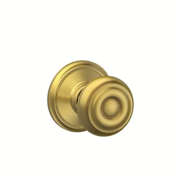 Schlage Residential F10GEO608 Georgian Knob Passage Lock with 16080 Latch and 10027 Strike Satin Brass Finish