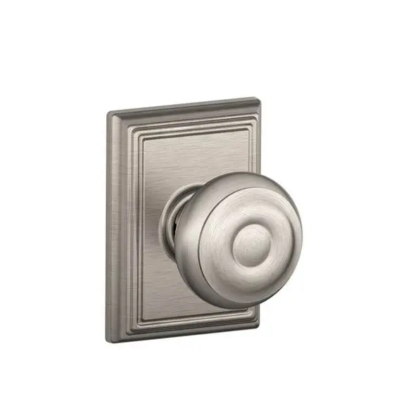 Schlage Residential F10GEO619ADD Georgian Knob with Addison Rose Passage Lock with 16080 Latch and 10027 Strike Satin Nickel Finish