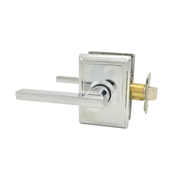 Schlage Residential F10LAT625ADD Latitude Lever with Addison Rose Passage Lock with 16080 Latch and 10027 Strike Bright Chrome Finish