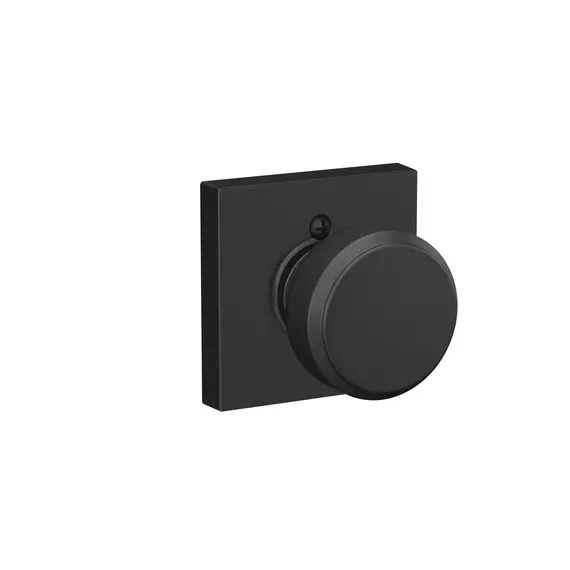 Schlage Residential F170BWE622COL Bowery Knob with Collins Rose Half Dummy Matte Black Finish