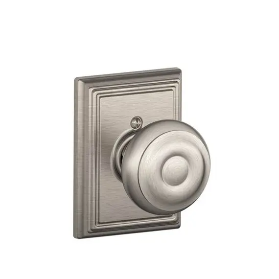 Schlage Residential F170GEO619ADD Georgian Knob with Addison Rose Half Dummy Satin Nickel Finish