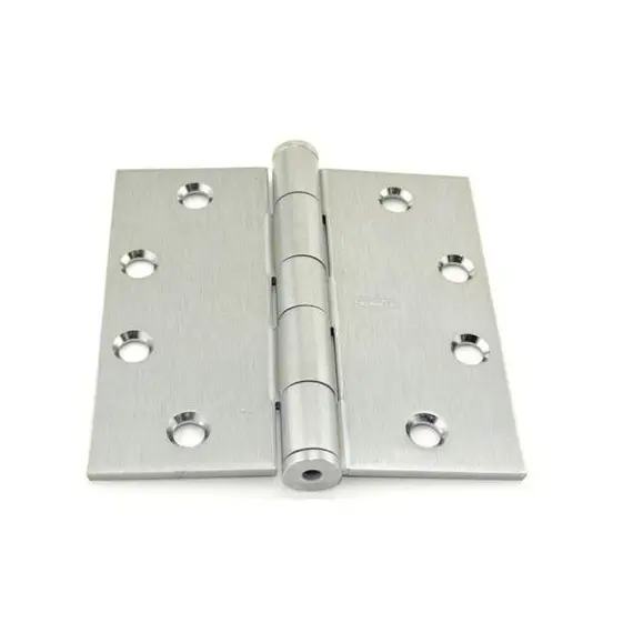 Best Hinges F17941226D 4-1/2" x 4-1/2" Steel Full Mortise Standard Weight Square Corner Hinge # 050038 Satin Chrome Finish