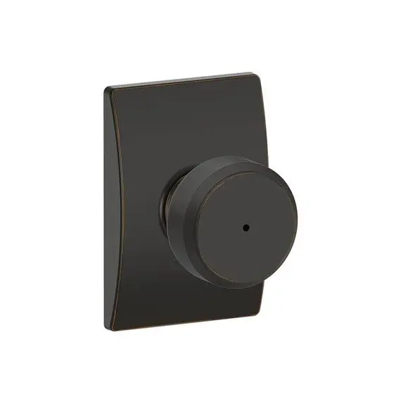 Schlage Residential F40BWE716CEN Bowery Knob with Century Rose Privacy Lock with 16080 Latch and 10027 Strike Aged Bronze Finish