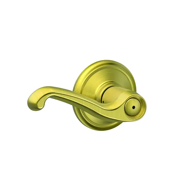 Schlage Residential F40FLA608 Flair Lever Privacy Lock with 16080 Latch and 10027 Strike Satin Brass Finish