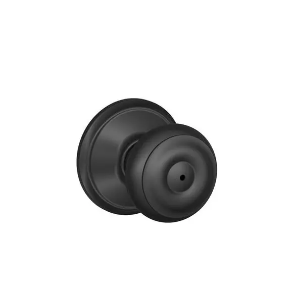 Schlage Residential F40GEO622 Georgian Knob Privacy Lock with 16080 Latch and 10027 Strike Matte Black Finish