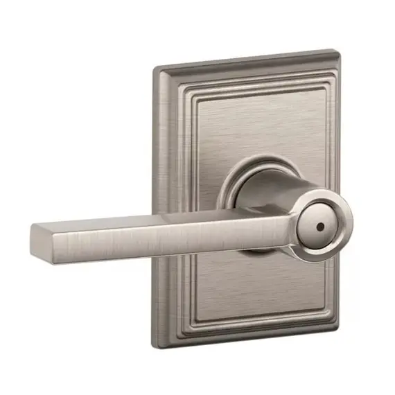 Schlage Residential F40LAT619ADD Latitude Lever with Addison Rose Privacy Lock with 16080 Latch and 10027 Strike Satin Nickel Finish