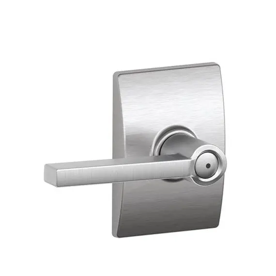 Schlage Residential F40LAT626CEN Latitude Lever with Century Rose Privacy Lock with 16080 Latch and 10027 Strike Satin Chrome Finish