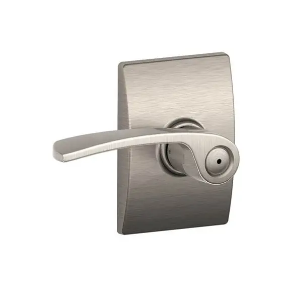 Schlage Residential F40MER619CEN Merano Lever with Century Rose Privacy Lock with 16080 Latch and 10027 Strike Satin Nickel Finish