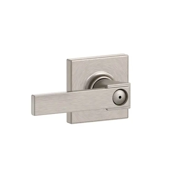 Schlage Residential F40NBK619COL Northbrook Lever with Collins Rose Privacy with 16080 Latch and 10027 Strike Satin Nickel Finish